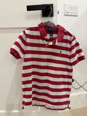 Polo by Ralph Lauren Red and White Striped Kids Polo Shirt